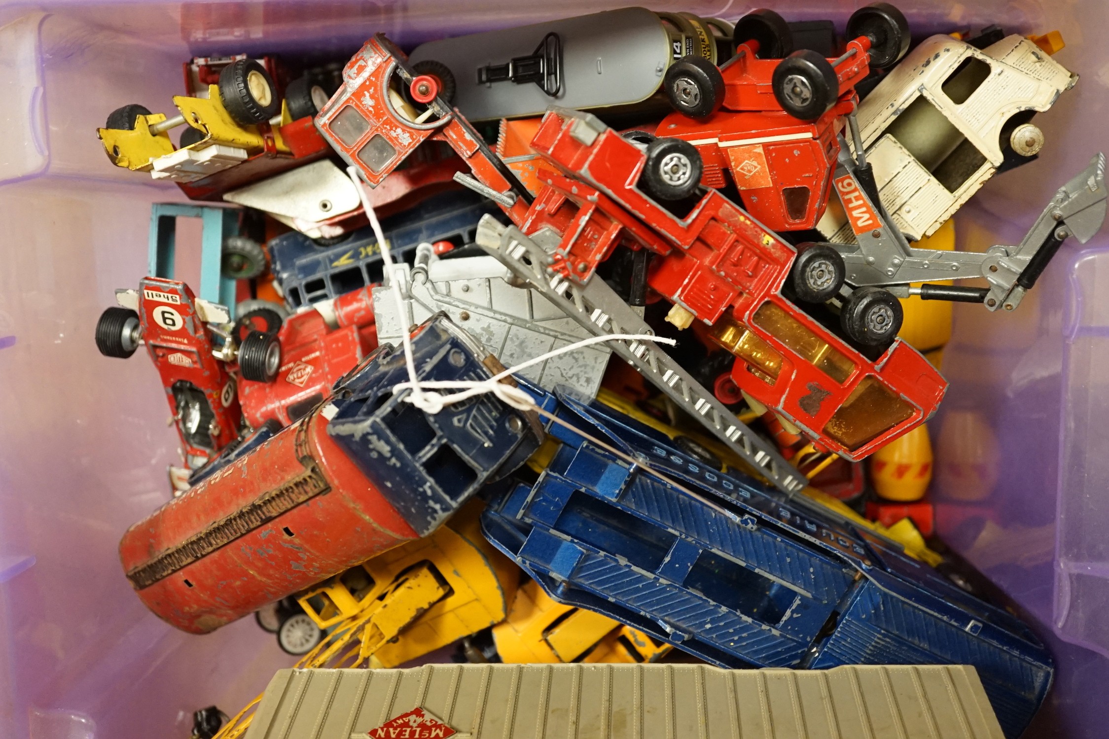 A quantity of Dinky toys, including Foden Regent tanker, Tri Ang crane